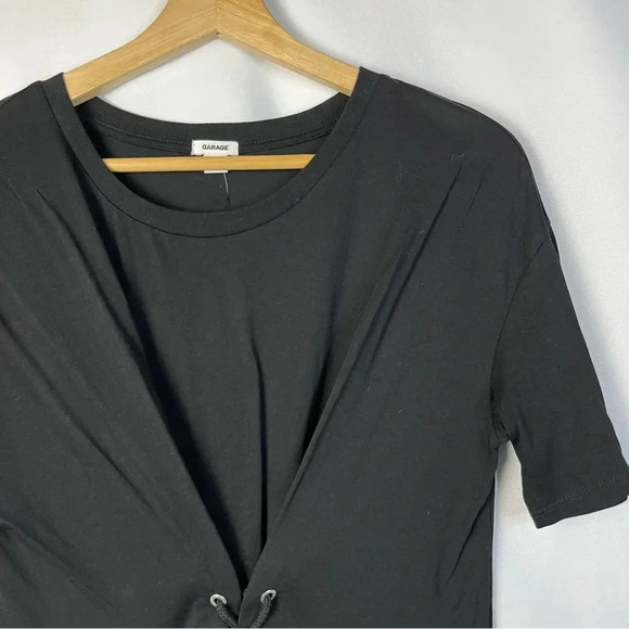Garage Black Corset Lace Up Short Sleeve Tee S - Picture 3 of 4